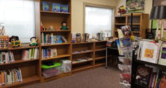 the fully stocked shelves at the loan library